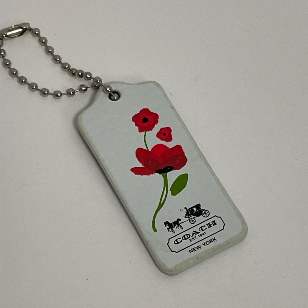 Coach Rare Magnetic Hang Tag Bag Charm | Poppies